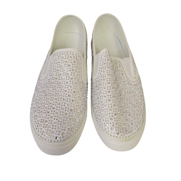White Cruz Slip-On Rhinestone Embellished Sneakers 9M - Picture 9 of 9